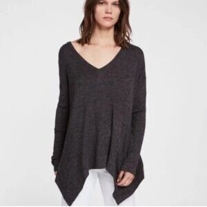 Allsaints Kelsey V-neck ladies assymetrical oversized wool alpaca sweater Sz XS